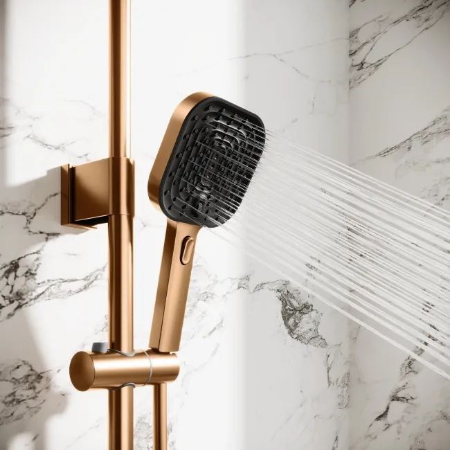 Kinsale Brushed Copper Square Thermostatic Shower Set