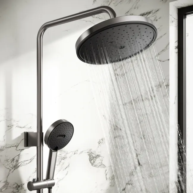 Derry Brushed Gunmetal Round Thermostatic Shower Set
