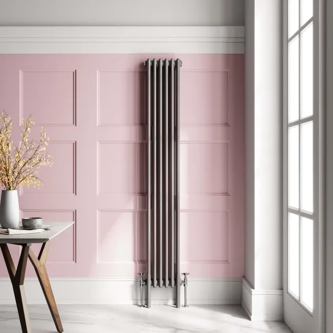 Athens Stone Grey Triple Column Vertical Traditional Radiator 1800x290mm