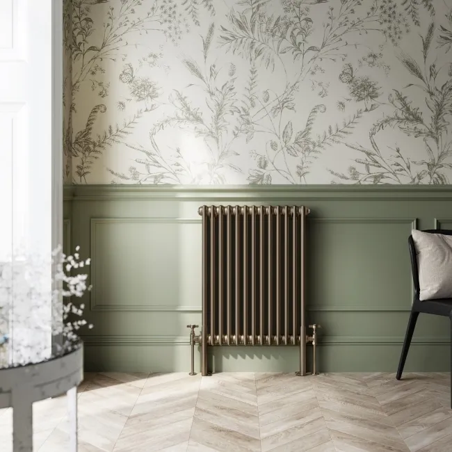 Athens Antique Gold Double Column Horizontal Traditional Radiator 750x605mm