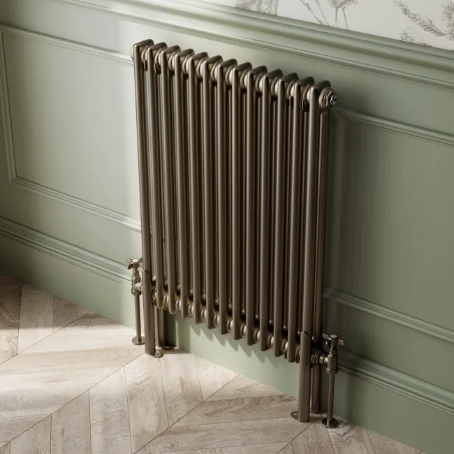 Athens Antique Gold Double Column Horizontal Traditional Radiator 750x605mm