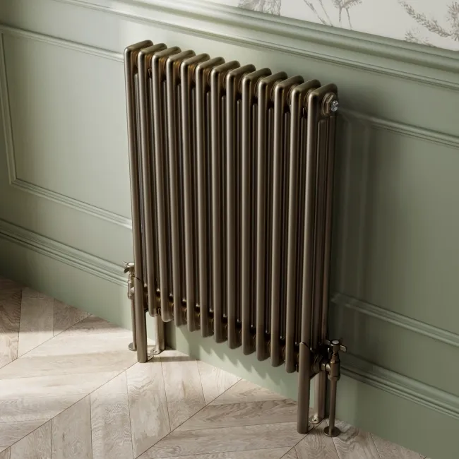 Athens Antique Gold Triple Column Horizontal Traditional Radiator 750x605mm
