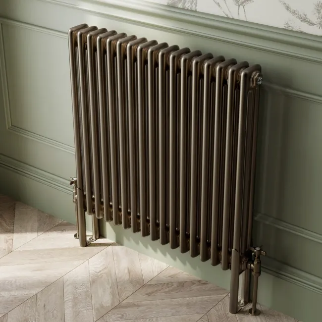 Athens Antique Gold Triple Column Horizontal Traditional Radiator 750x785mm