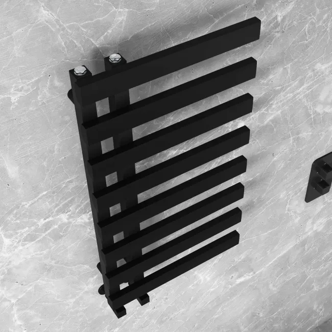 Palermo Matt Black Designer Heated Towel Rail 800x450mm