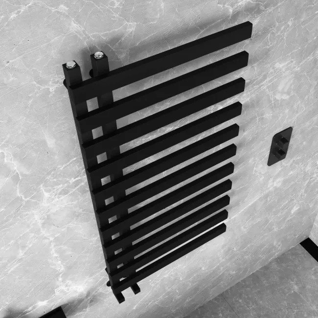 Palermo Matt Black Designer Heated Towel Rail 1200x600mm