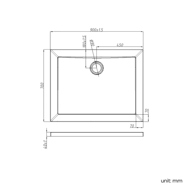 Cairo Rectangular SMC Composite Shower Tray 900x700mm