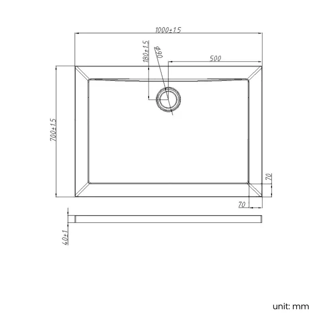 Cairo Rectangular SMC Composite Shower Tray 1000x700mm