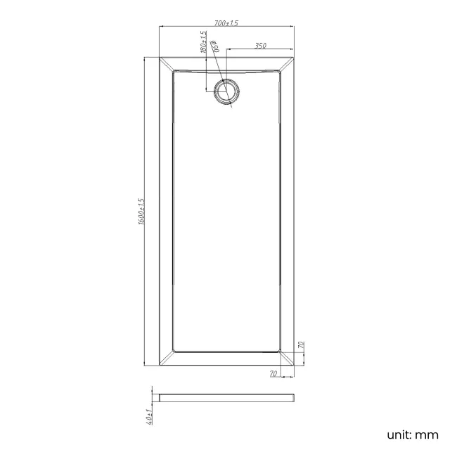 Cairo Rectangular SMC Composite Shower Tray 1600x700mm