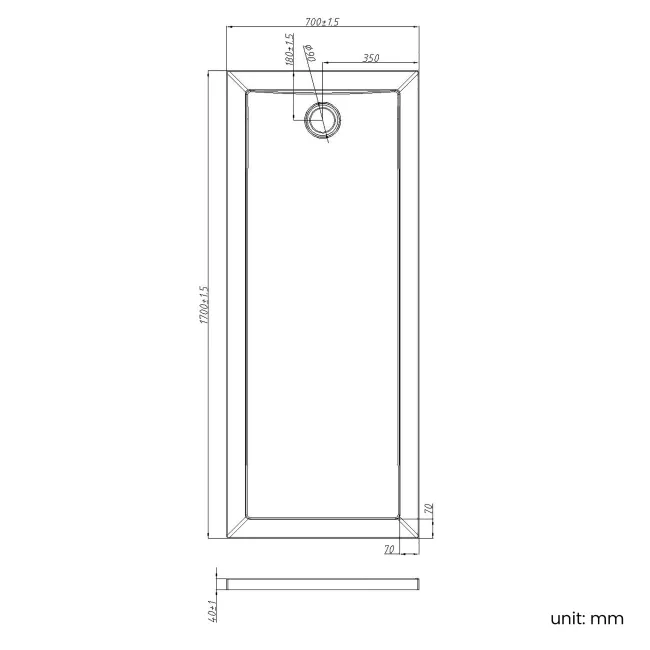 Cairo Rectangular SMC Composite Shower Tray 1700x700mm