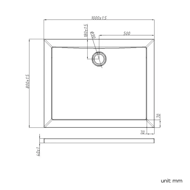 Cairo Rectangular SMC Composite Shower Tray 1000x800mm