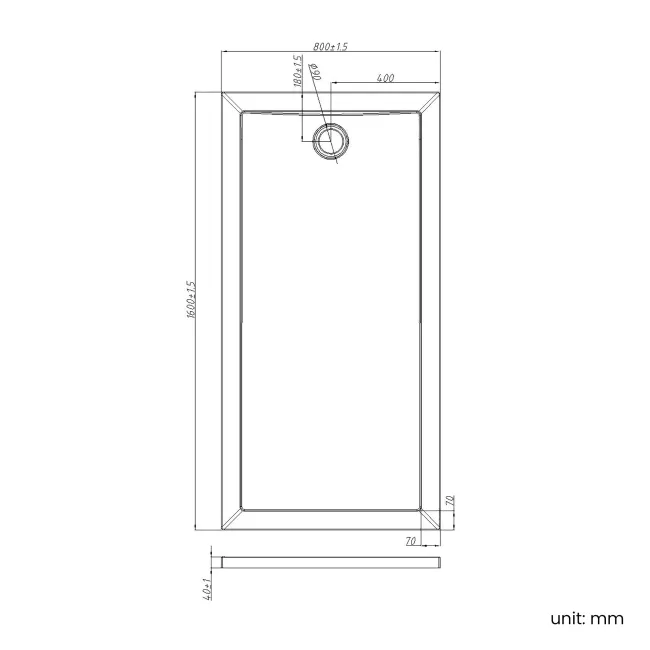 Cairo Rectangular SMC Composite Shower Tray 1600x800mm