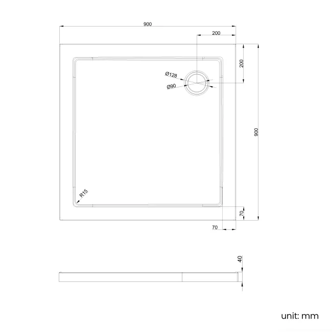 Cairo Square SMC Composite Shower Tray 900x900mm