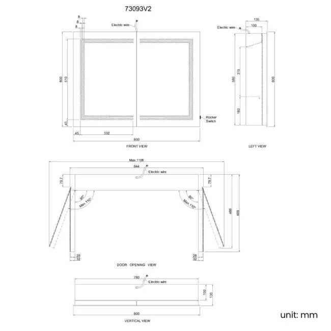 Allyson Illuminated LED Mirror Cabinet 600x800mm