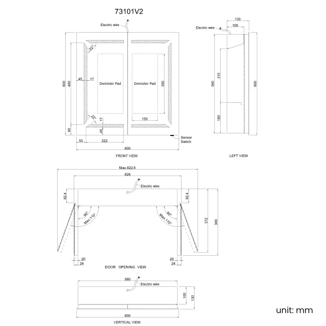 Haisley Illuminated LED Mirror Cabinet 600x600mm