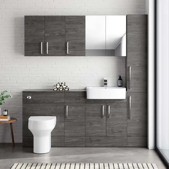 Charcoal Elm Mirror Cabinet 600mm