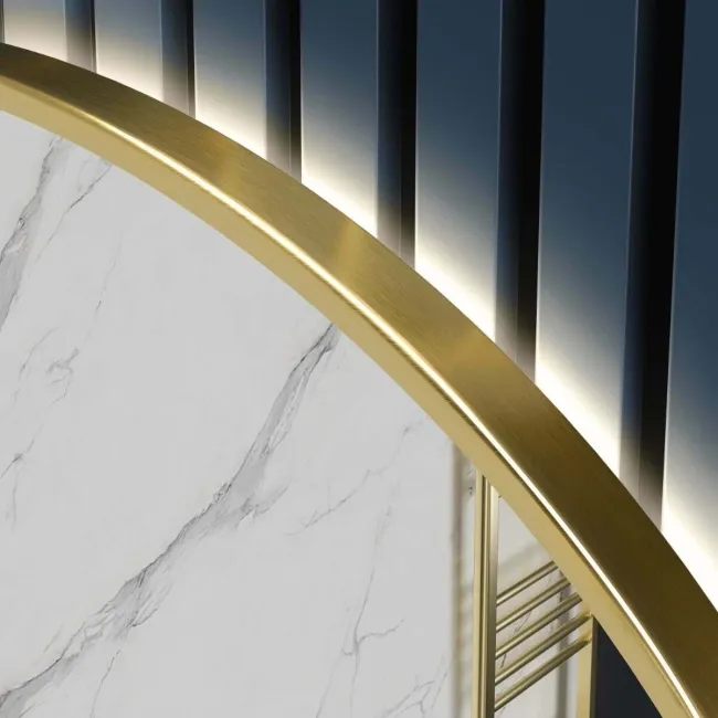 MollieBrushed Brass Round Backlit Illuminated LED Mirror 600mm