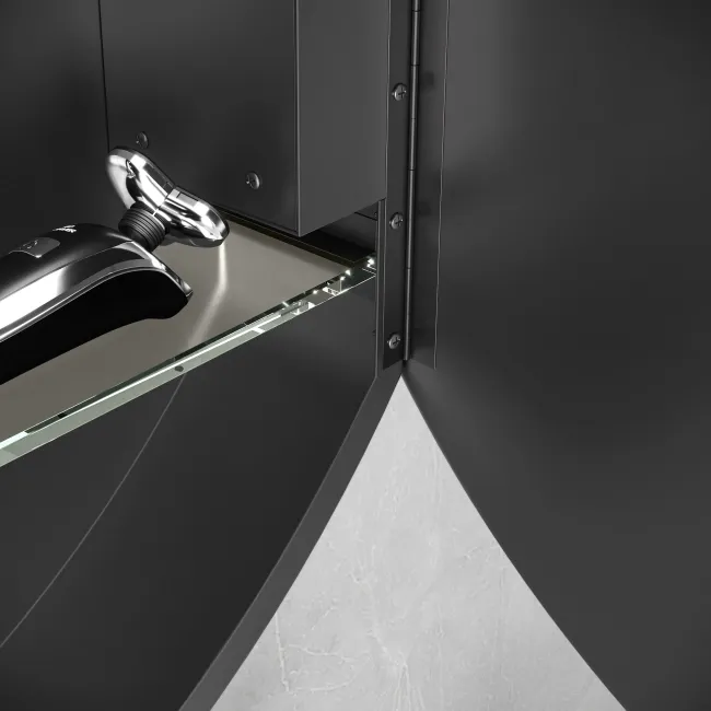 Mollie Black Framed Round Illuminated LED Mirror Cabinet 800mm