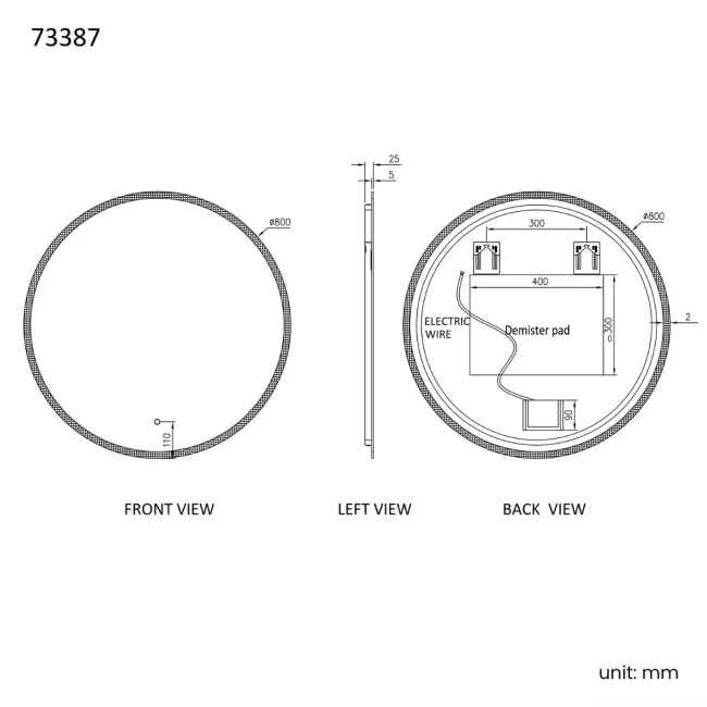 Grace Round Illuminated LED Mirror 800mm