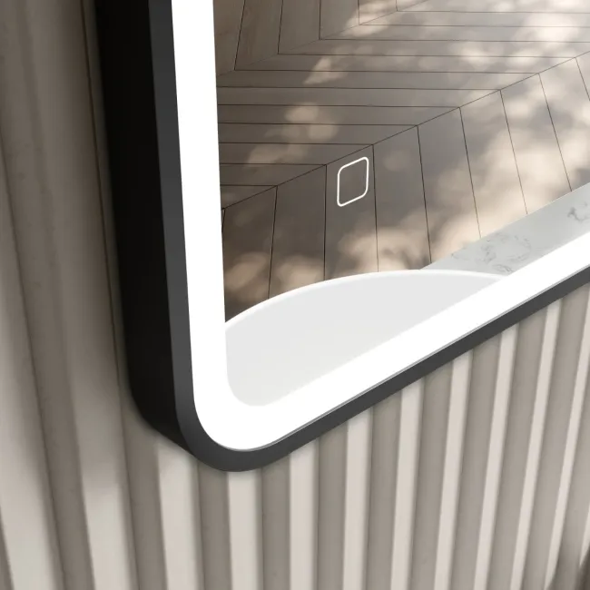 Mila Black Framed Illuminated LED Mirror 700x500mm