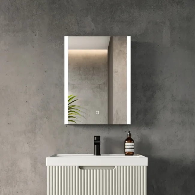 Selma Matt Black Illuminated LED Recessed Mirror Cabinet 600x450mm