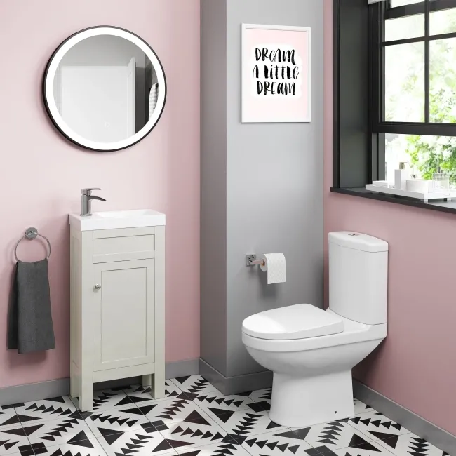 Bermuda Chalk White Cloakroom Basin Vanity 400mm and Toilet Set