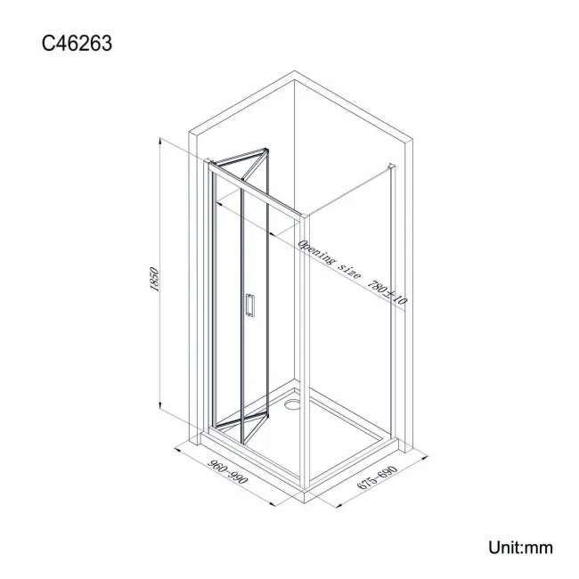 London 6mm Bifold Shower Enclosure 1000x700mm