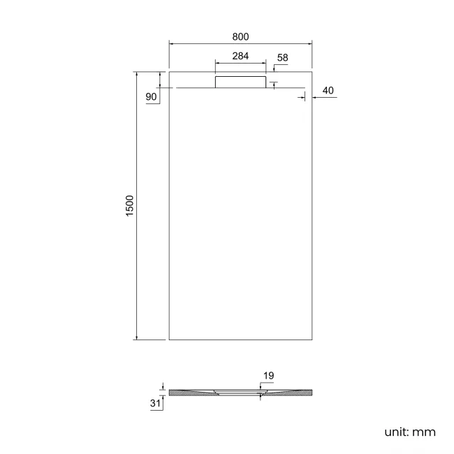Tokyo Rectangular Matt White Slate Texture Stone Shower Tray 1500x800mm