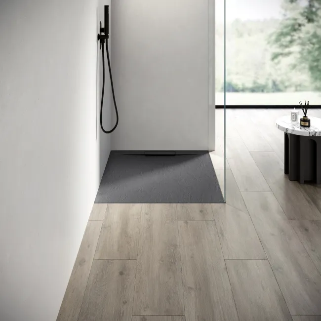 Tokyo Rectangular Matt Grey Slate Texture Stone Shower Tray 1000x800mm