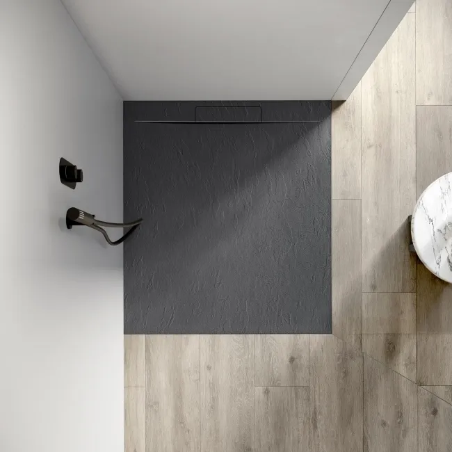 Tokyo Rectangular Matt Grey Slate Texture Stone Shower Tray 1000x800mm