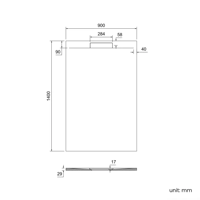 Tokyo Rectangular Matt Grey Slate Texture Stone Shower Tray 1400x900mm
