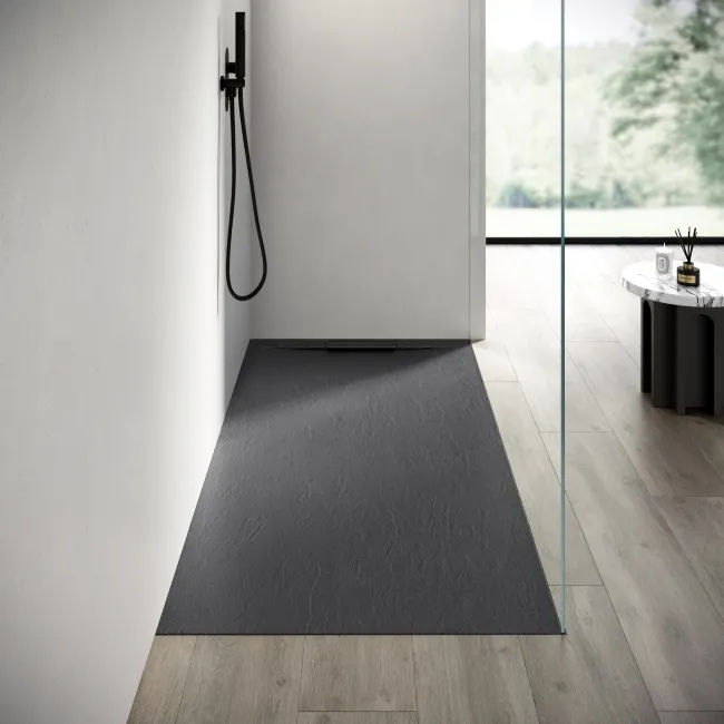 Tokyo Rectangular Matt Grey Slate Texture Stone Shower Tray 1800x900mm