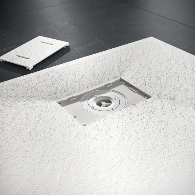 Berlin Rectangular Matt White Slate Effect SMC Composite Shower Tray 1000x800mm