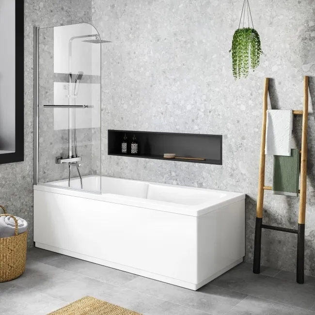 Dover 1700x750 Keyhole Shower Bath & 6mm Easy Clean Screen with Rail