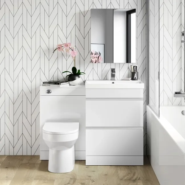 Trent Gloss White Combination Basin Drawer and Miami Toilet 1100mm