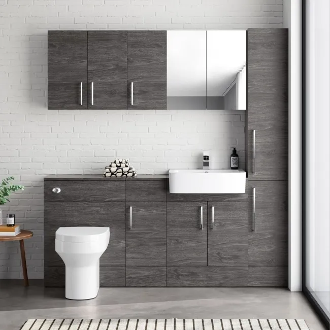 Harper Charcoal Elm Vanity with Semi Recessed Basin 600mm