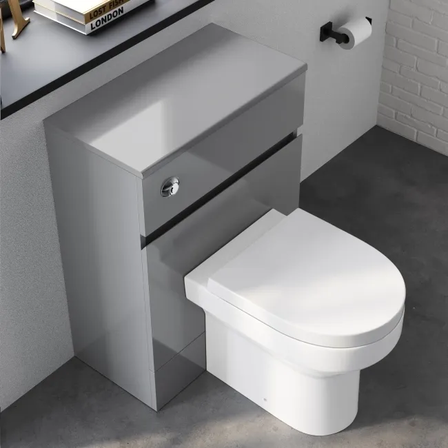 Foster Stone Grey Back To Wall Unit and Denver Toilet