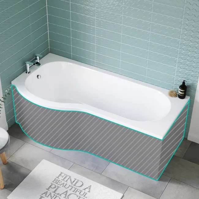 P Shaped 1700 Shower Bath - Left Handed