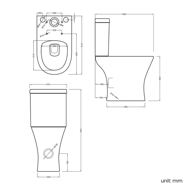 Napa Rimless Comfort Height Close Coupled Toilet With Slim Soft Close Seat