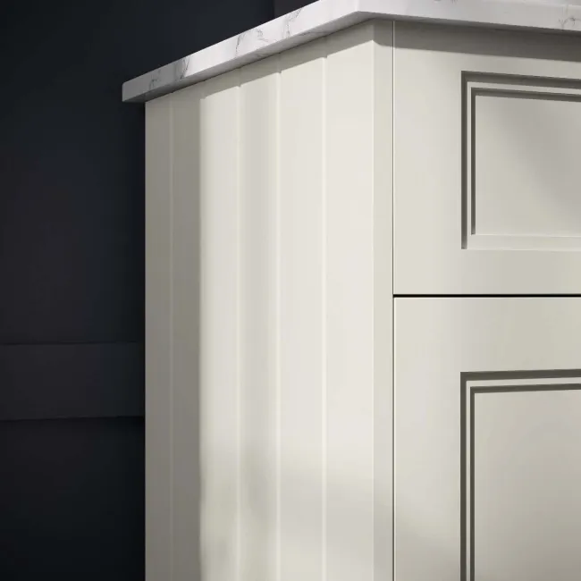 Lucia Chalk White Double Vanity with Marble Top & Curved Counter Top Basin 1200mm