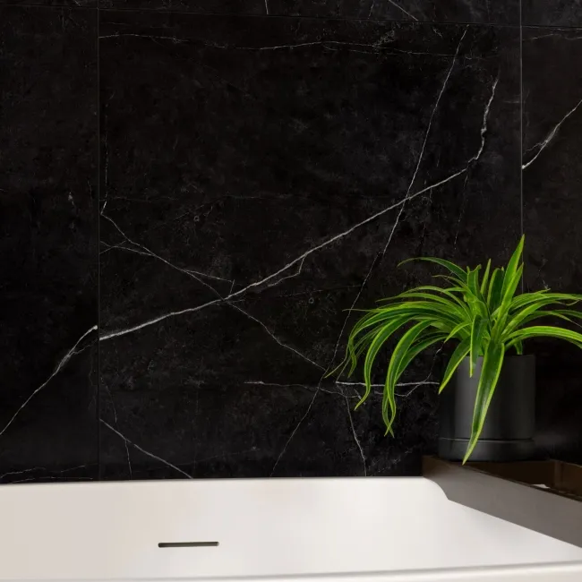 Trepanel Aqua Luxe® Black Marble Effect Embossed Satin SPC Wall Panel 4 Pack (Covers 2.80 SQM)
