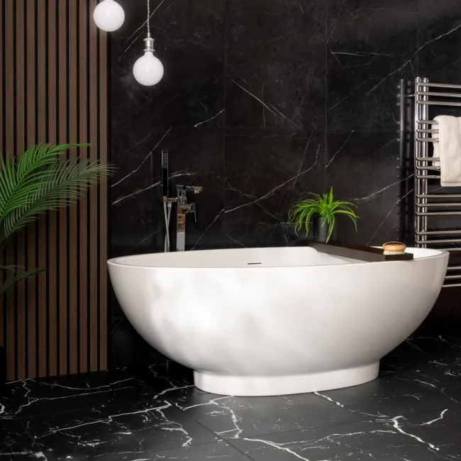 Trepanel Aqua Luxe® Black Marble Effect Embossed Satin SPC Wall Panel 4 Pack (Covers 2.80 SQM)