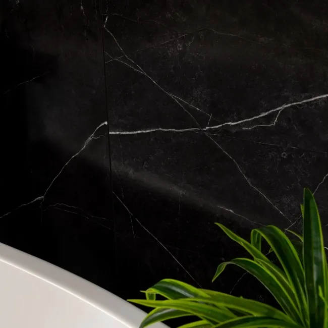 Trepanel Aqua Luxe® Black Marble Effect Embossed Satin SPC Wall Panel 4 Pack (Covers 2.80 SQM)