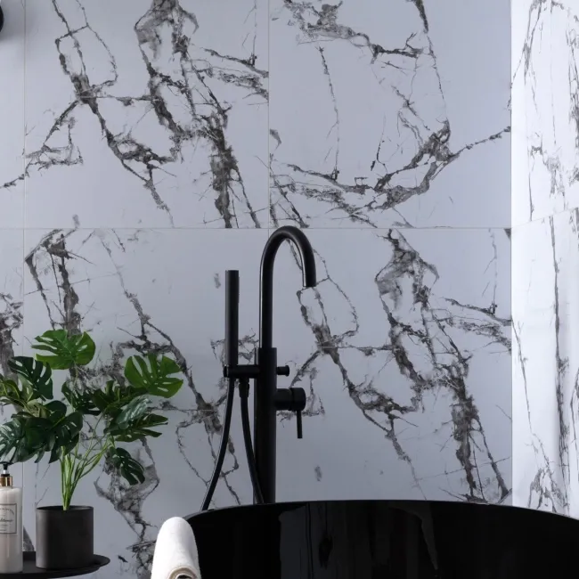 Trepanel Aqua Luxe® Calacatta Marble Effect Satin Embossed SPC Wall Panel 4 Pack (Covers 2.80 SQM)