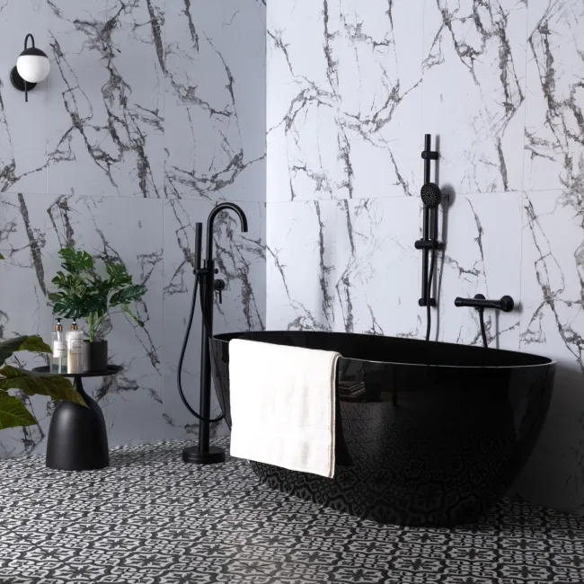 Trepanel Aqua Luxe® Calacatta Marble Effect Satin Embossed SPC Wall Panel 4 Pack (Covers 2.80 SQM)