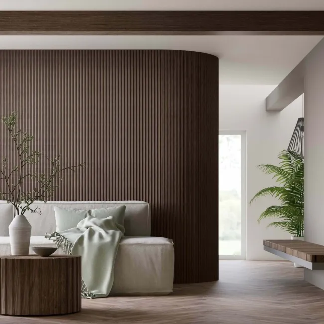 Trepanel Flex® Walnut Brown Flexible Acoustic Wood Panels 2400x300