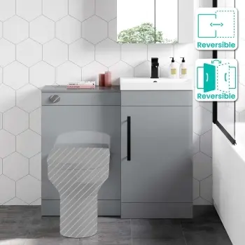Avon Stone Grey Basin Vanity and Back To Wall Unit 950mm - Black Accents