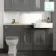 Monaco Graphite Grey Combination Vanity Basin with Marble Top 1500mm (Excludes Pan & Cistern) - Brass Knurled Handles