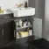 Monaco Graphite Grey Combination Vanity Traditional Basin with Marble Top 1500mm (Excludes Pan & Cistern) - Brass Knurled Handles