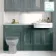 Monaco Midnight Green Combination Vanity Traditional Basin with Marble Top 1500mm (Excludes Pan & Cistern) - Brass Knurled Handles
