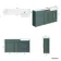 Monaco Midnight Green Combination Vanity Traditional Basin with Marble Top 1500mm (Excludes Pan & Cistern) - Brass Knurled Handles